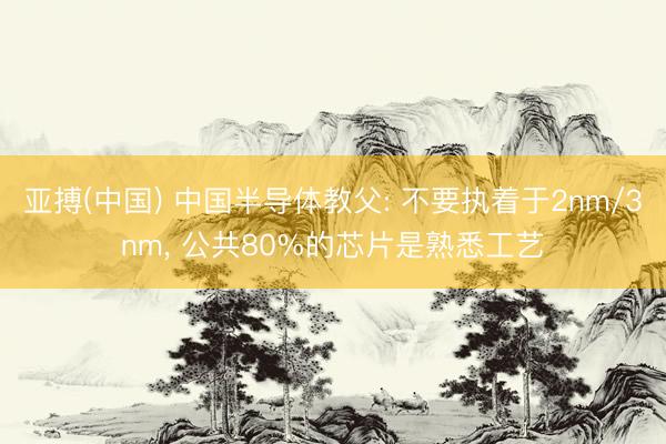 亚搏(中国) 中国半导体教父: 不要执着于2nm/3nm， 公共80%的芯片是熟悉工艺
