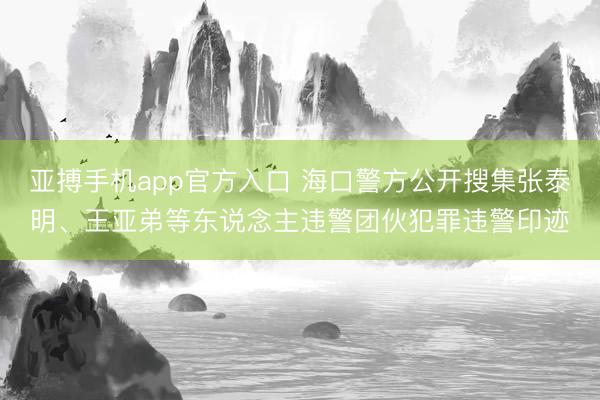 亚搏手机app官方入口 海口警方公开搜集张泰明、王亚弟等东说念主违警团伙犯罪违警印迹