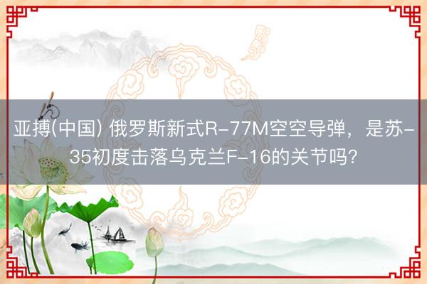 亚搏(中国) 俄罗斯新式R-77M空空导弹，是苏-35初度击落乌克兰F-16的关节吗？