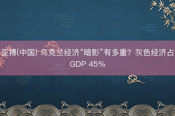 亚搏(中国) 乌克兰经济“暗影”有多重？灰色经济占GDP 45%