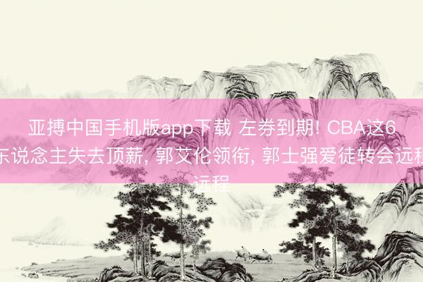 亚搏中国手机版app下载 左券到期! CBA这6东说念主失去顶薪， 郭艾伦领衔， 郭士强爱徒转会远程
