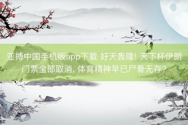 亚搏中国手机版app下载 好天轰隆! 天下杯伊朗门票全部取消， 体育精神早已尸骨无存?
