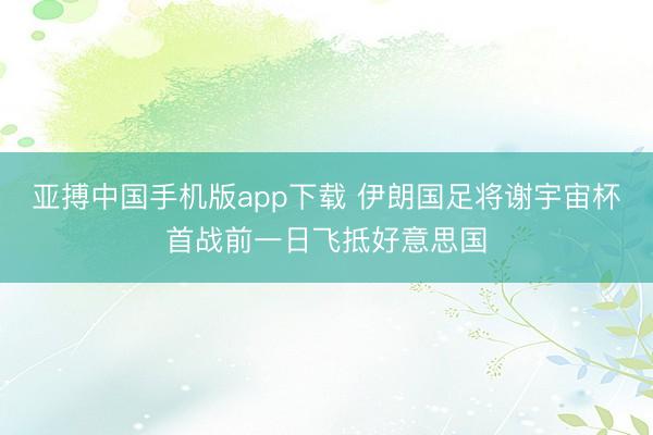 亚搏中国手机版app下载 伊朗国足将谢宇宙杯首战前一日飞抵好意思国
