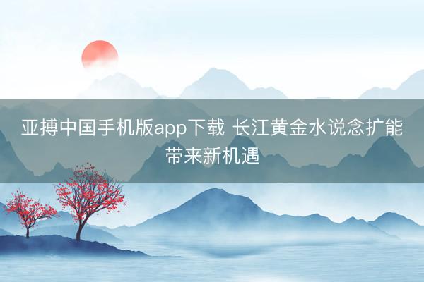 亚搏中国手机版app下载 长江黄金水说念扩能带来新机遇