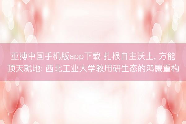亚搏中国手机版app下载 扎根自主沃土， 方能顶天就地: 西北工业大学教用研生态的鸿蒙重构