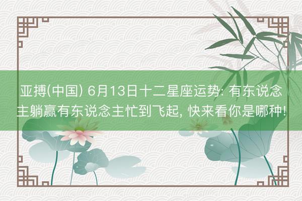 亚搏(中国) 6月13日十二星座运势: 有东说念主躺赢有东说念主忙到飞起， 快来看你是哪种!