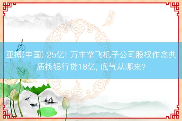 亚搏(中国) 25亿! 万丰拿飞机子公司股权作念典质找银行贷18亿, 底气从哪来?